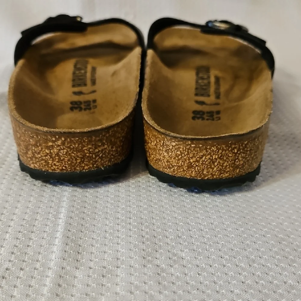 Birkenstock Black Single-Strap Cork Footbed Slides - Picture 4 of 4